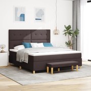 vidaXL Κρεβάτι με Στρώμα & Πάγκο Σκούρο Καφέ 180x200 εκ. Υφασμάτινο