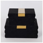 Διακοσμητικά Κουτιά Μαύρο Σετ 2τμχ 25x15x10 20x12x8cm 752-17082 Estheti-752-17082-Μαύρο 752-17082