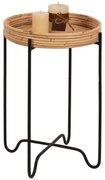 Τραπεζάκι σαλονιού Βοηθητικό FLY C7905 Rattan Φυσικό και Μεταλλική Μαύρη Βάση Φ32x48Yεκ. 32x32x48 εκ.