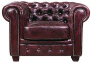 Πολυθρόνα Chesterfield 689 Ε9574,14 Δέρμα Antique Red Ξύλο,Δέρμα