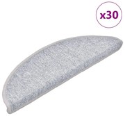 vidaXL Πατάκια για σκάλες 30 τεμάχια Ανοιχτό Γκρι 56x17x3 εκ.