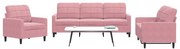 vidaXL Σετ Σαλονιού 3 Τεμαχίων Ροζ από Βελούδο με Μαξιλάρια
