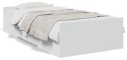 vidaXL Πλαίσιο Κρεβατιού με Συρτάρια Λευκό 75x190εκ Επεξεργασμένο Ξύλο
