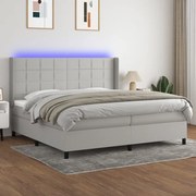 Κρεβάτι Boxspring με Στρώμα &amp; LED Αν.Γκρι 200x200εκ. Υφασμάτινο