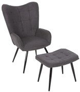 ΠΟΛΥΘΡΟΝΑ ΜΠΕΡΖΕΡΑ CRAWLEY ΜΕ ΥΠΟΠΟΔΙΟ HM8918.21 ΥΦΑΣΜΑ ΜΠΟΥΚΛΕ ΓΚΡΙ 70x74x105Υ εκ.