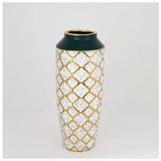 Βάζο Κεραμικό Πράσινο &amp; Χρυσό 12.5x12.5x31cm 752-20072 Estheti-752-20072-Πράσινο 752-20072