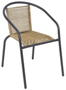 MIKA Πολυθρόνα Στοιβαζόμενη Κήπου, Μέταλλο Βαφή Ανθρακί, PE Rattan Φυσικό  54x69x73cm [-Ανθρακί-, -Φυσικό-] [-Wicker-, -Μέταλλο-] Ε2390,1