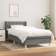 Κρεβάτι Boxspring με Στρώμα Σκούρο Γκρι 90x200 εκ. Υφασμάτινο - Γκρι