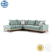 Γωνιακός καναπές δεξιά γωνία Luxury II pakoworld ύφασμα ciel-cream 290x235x95εκ 168-000008