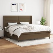 Κρεβάτι Boxspring με Στρώμα Σκούρο Καφέ 200x200 εκ. Υφασμάτινο