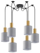 SE21-GM-4-BL6-SH2 ADEPT TUBE Gold Matt Pendant Grey Fabric Shade+