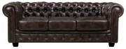 Καναπές Τριθέσιος CHESTERFIELD Leather Καφέ Σκούρο 201x92x72cm