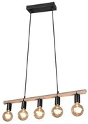 Φωτιστικό Οροφής - Ράγα Einar R30605032 5xE27 40W 80x150cm Black-Beige RL Lighting Σχοινί,Μέταλλο