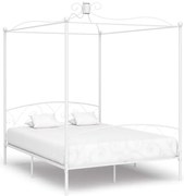 vidaXL Πλαίσιο Κρεβατιού με Ουρανό Λευκό 180 x 200 εκ. Μεταλλικό