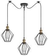 SE21-BR-10-BL3-GR1 MAGNUM Bronze Metal Pendant Black Metal Grid with Black Fabric Cable+