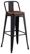 Σκαμπό Bar Με Πλάτη Relix Ε5208,1ΜW 42x42x76/92cm Dark Oak-Black