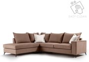 ΓΩΝΙΑΚΟΣ ΚΑΝΑΠΕΣ ΔΕΞΙΑ ΓΩΝΙΑ ROMANTIC PAKOWORLD ΥΦΑΣΜΑ MOCHA-CREAM 290X235X95ΕΚ