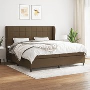 Κρεβάτι Boxspring με Στρώμα Σκούρο Καφέ 200x200 εκ. Υφασμάτινο - Καφέ