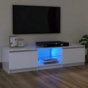Έπιπλο Τηλεόρασης με LED Γυαλιστερό Λευκό 120 x 30 x 35,5 εκ. - Λευκό