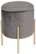 Σκαμπό Creativity pakoworld βελούδο γκρι-χρυσό Φ35x42εκ