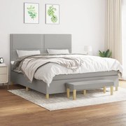 Κρεβάτι Boxspring με Στρώμα Αν. Πράσινο 160x200εκ Υφασμάτινο - Γκρι