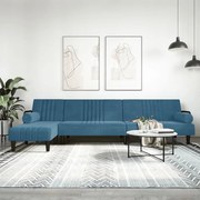 vidaXL Καναπές Κρεβάτι Γωνιακός Μπλε 260 x 140 x 70 εκ. Βελούδινος