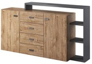 Μπουφές Bron Plus 16822189 180x37x98cm Natural-Anthracite Μοριοσανίδα, Μέταλλο