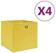 vidaXL Κουτιά Αποθήκευσης 4 τεμ. Κίτρινα 28x28x28 εκ. Ύφασμα Non-woven