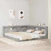 vidaXL Βιβλιοθήκη Κρεβατιού με κεφαλάρι Γκρι σκυροδέματος 180 x 200 cm