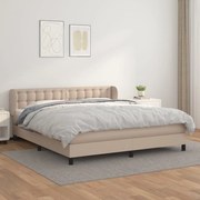 vidaXL Κρεβάτι Boxspring με Στρώμα Καπουτσίνο 180x200 εκ. Συνθ. Δέρμα