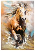 Πίνακας Καμβάς Horse 296-000031 60x3x90cm Multi Inart Κάθετοι Ξύλο, Καμβάς