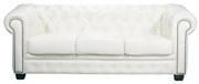 WOODWELL Ε9574,31CHESTERFIELD Birmingham Καναπές 3Θέσιος Σαλονιού Καθιστικού, Δέρμα Άσπρο 201x92x74cm Ε9574,31