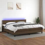 Κρεβάτι Boxspring με Στρώμα &amp; LED Σκ.Καφέ 200x200 εκ Υφασμάτινο - Καφέ