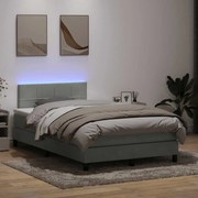 Κρεβάτι Boxspring με Στρώμα Ανοιχτό Γκρι 120x220 εκ. Βελούδινο