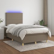 ΚΡΕΒΑΤΙ BOXSPRING ΜΕ ΣΤΡΩΜΑ &amp; LED TAUPE 120X200 ΕΚ. ΥΦΑΣΜΑΤΙΝΟ 3135345