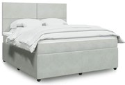 vidaXL Κρεβάτι Boxspring με Στρώμα Ανοιχτό Γκρι 180x200 εκ. Βελούδινο