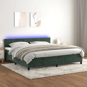 ΚΡΕΒΑΤΙ BOXSPRING ΜΕ ΣΤΡΩΜΑ &amp; LED ΣΚ. ΠΡΑΣΙΝΟ 200X200ΕΚ ΒΕΛΟΥΔΟ 3134486