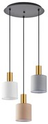 SE21-GM-4-3BL-SH123 ADEPT FLEX Gold Matt Pendant White, Grey, Brown Fabric Shade+ HOMELIGHTING 77-8945