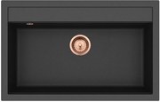 Helika Quadro SQQ 103 Ένθετος Γρανιτένιος Νεροχύτης με Χάλκινη Βαλβίδα Μ79.5xΠ50.5cm Μαύρος