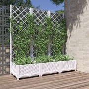 vidaXL Ζαρντινιέρα Κήπου με Καφασωτό Λευκή 120x40x121,5 εκ. Πολυπροπ.