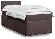 Κρεβάτι Boxspring με Στρώμα Σκούρο Καφέ 90x190 εκ. Υφασμάτινο