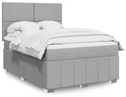 vidaXL Κρεβάτι Boxspring με Στρώμα Ανοιχτό Γκρι 140x190 εκ. Υφασμάτινο