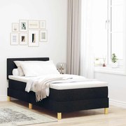 vidaXL Κρεβάτι με Σπυρί και Μαξιλάρι Μαύρο 100x200 εκ. Ύφασμα