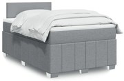 vidaXL Κρεβάτι Boxspring με Στρώμα Ανοιχτό Γκρι 120x200 εκ. Υφασμάτινο