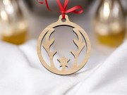 Σετ των 3 Intra απο ξύλο plywood 3mm-4mm πάχος – Χριστουγεννιάτικο μπιχλιμπίδι Deer Antler 15x15 cm INTRAVECTRY-MY545703