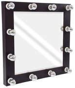 MIRROR-80x80-2 GloboStar®  MAKEUP MIRROR-80x80-2 Μοντέρνος Καθρέπτης Μακιγιάζ με Πλαίσιο Φυσικού Ξύλου με Διακόπτη On/Off 12 x E27 AC220-240V - Μ80 x Π7 x Υ80cm - Καφέ Wenge