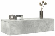 vidaXL Ράφι τοίχου με συρτάρια Γκρι μπετόν 60x26,5x15 cm Ξύλο μηχανής