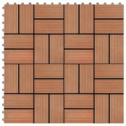 Πλακάκια Deck 11 τεμ. Χρώμα Teak 30 x 30 εκ. 1 μ² από WPC - Καφέ