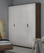 Τετράφυλλη Ντουλάπα Ρούχων NANDA Oak Katania Black/White Gold 217x58x177.6