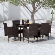 vidaXL Σετ Τραπεζαρίας Κήπου 7 Τεμαχίων Μαύρο με Μαξιλάρια